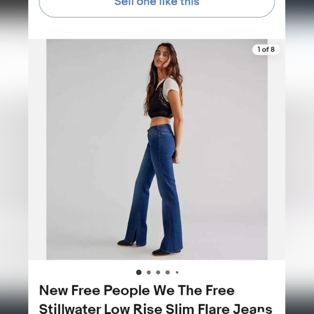 Free People Stillwater Dark Wash Bohemian Y2K 70s Hippie Lowrise Split Flare 28
